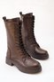 Women's Leather Casual Boots with Leather Laces and Zipper - 6