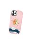 iPhone 11 Pro Max Compatible Retro Style Sun Moon Sea Wave Pattern Shock Absorbing Pink Silicone Case with Camera Protection - 3