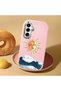 Pink Silicone Case for Samsung Galaxy A16 4G/5G Compatible with Retro Style Sun Moon Sea Wave Pattern Shock Absorbing Camera Protection - 2