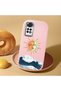 Redmi Note 11/Note 11S Compatible Retro Style Sun Moon Sea Wave Pattern Shock-Absorbing Camera Protected Pink Silicone Case - 3