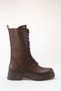 Women's Leather Casual Boots with Leather Laces and Zipper - 2