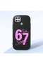 Oppo A15/A15S Compatible Black Silicone Case with Number Six Seven Written Pattern, Shock Absorbing Camera Protection