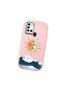 Samsung Galaxy A21S Compatible Retro Style Sun Moon Sea Wave Pattern Shock Absorbing Pink Silicone Case with Camera Protection - 3
