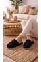 Women's Black Closed 3-Stripes House Slippers 3 cm Byndkap3C - 4