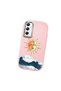 Samsung Galaxy A34 Compatible Retro Style Sun Moon Sea Wave Pattern Shock Absorbing Camera Protected Pink Silicone Case - 3
