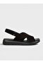 Women's Summer Flat Sandals - 575 310-26 - Black Suede
