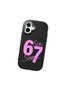 iPhone 16 Plus Compatible Black Silicone Case with Number Six Seven Written Pattern, Shock Absorbing Camera Protection - 3