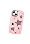 iPhone 14 Plus/15 Plus Compatible Leopard Pattern Stars Pattern Shock Absorbing Pink Silicone Case with Camera Protection - 3