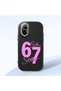 Realme C67 4g Compatible Number Six Seven Written Pattern Shock Absorbing Camera Protected Black Silicone Case