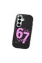 Samsung Galaxy S25 Plus Compatible Black Silicone Case with Number Six Seven Written Pattern, Shock Absorbing Camera Protection - 3