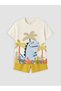 Two Mt Shop Quality Dinosaur Printed Baby Boy T-Shirt and Shorts Set
