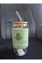 550 ml Heat-Resistant Glass with Straw and Bamboo Lid Cold Coffee Cup with Cactus Pattern - 4