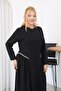 Plus Size Pleated Dress with Stone Detail in Modal Fabric - 8