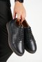 Genuine Leather Men's Casual Shoes Comfort Lace-Up Orthopedic Daily Comfortable Sole Black Sneaker Verona - 3
