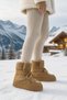 Wr-3789 Women's Camel Color Lace-Up Fur Detailed Thick Soled Winter Boots