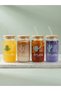 550 ml Heat-Resistant Glass with Straw and Bamboo Lid Cold Coffee Cup with Cactus Pattern - 7