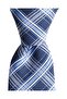 Plaid Patterned Navy Blue Silk Tie – 7.5 cm Wide - 6