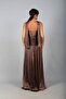 Women's Pleated Strapless Collar Lined Janjan Chiffon Long Dress - 4
