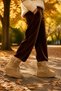 Wr-5617 Women's Camel Color Lace-Up Fur Detailed Thick Soled Winter Boots