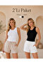 Women's Ribbed Ribbed Zero Sleeve 2-Piece Black-White Basic Blouse 001
