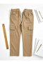 Unisex School Pants Linen Fabric with Cargo Pockets 2 Pieces Beige Color Suitable for All Seasons - 6