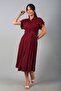 Women's Half Hidden Button Front Pleated Detailed Lyocell Midi Dress