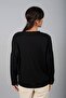 Women's Long Sleeve Blouse with Stones on the Shoulders and Zipper - 4