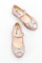 Girls' Ballerina Shoes, Easy to Wear, Velcro, Special Day, Ribbon and Stone Evening Dress Shoes - 7