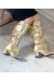 Pusi Gold Metal Bellows Ankle Boots - 6