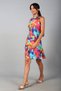 Women's Degaje Collar Lined Multi-Colored Crepe Satin Short Dress - 3