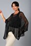 Women's Mesh Knit Asymmetrical Cut Poncho Blouse - 2