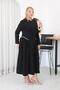 Plus Size Pleated Dress with Stone Detail in Modal Fabric - 7