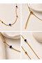 Cube Blue Beaded Row Necklace - 2