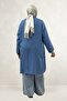 68074 Plus Size Buttoned Low Sleeve Tunic - Cold Blue - 4