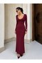 New Season Stylish and Casual Women's Deep Neckline Long Sleeve Diver Maxi Dress - 2