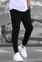 Set of 3/3 Pieces Unisex Ribbed Regular Black Gray Navy Blue Color Sports Sweatpants - 2