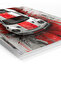 White Sports Car Red Stripe Metal Wall Art - 2