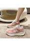 Women's Pink Floral Canvas Chunky Lace-Up Sneakers - 2