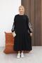 Plus Size Modal Fabric Dress with Bow Detail on the Sleeves - 6