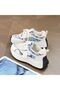 Women's Blue and White Woven Platform Lace-Up Sneakers - 4