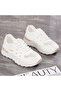 Women's White Cutout Mesh Lace-Up Sneakers - 6