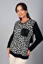 Women's Leopard Patterned Round Neck Long Sleeve Blouse - 2