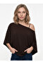 Women's Poncho Soft and Flexible Fabric Off-Shoulder Blouse Brown - 2