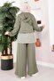 Stripe Garnished Sports Three-Piece Set Khaki - 6