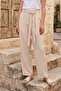Pleated Front Belted Waist Dubai Pants 318 Stone