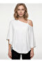 Women's Poncho Soft and Flexible Fabric Off-Shoulder Blouse White - 3