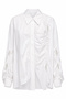 Paper Touch Blouse with Gathered Front and Bead Detail 141 White - 2