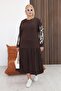 Plus Size Modal Fabric Dress with Bow Detail on the Sleeves - 3