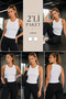 Women's Round Neck Ribbed Sleeveless Basic 2-Piece White Blouse 001 - 2