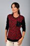 Women's Leopard Patterned Round Neck Long Sleeve Blouse - 3